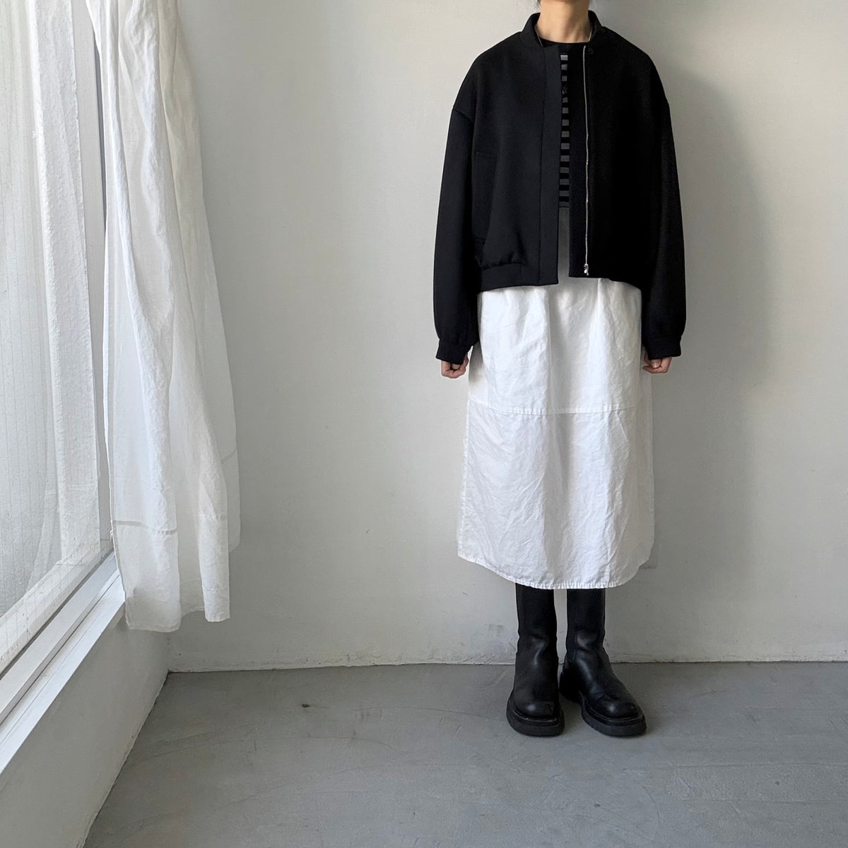 TENNE HANDCRAFTED MODERN カシミアウールブルゾン　ブラック