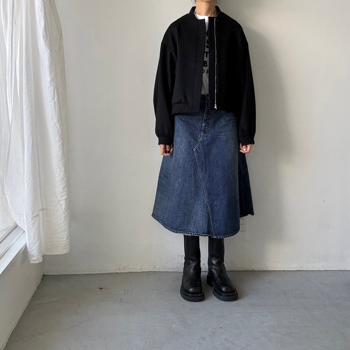 TENNE HANDCRAFTED MODERN カシミアウールブルゾン　ブラック